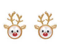 Reindeer Pearl Stud Earrings